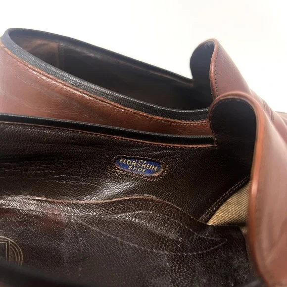 Florsheim‎ Imperial Cognac Brown Leather Apron Toe Loafers Casual Shoes Mens 9 - Picture 3 of 9